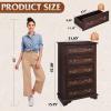 imageWLIVE Farmhouse Dresser for Bedroom Tall Wood Dresser with 5 Drawer Chest of Drawers with Roman Metal Handle for Living Room Hallway Closet Brown