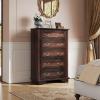 imageWLIVE Farmhouse Dresser for Bedroom Tall Wood Dresser with 5 Drawer Chest of Drawers with Roman Metal Handle for Living Room Hallway Closet Brown