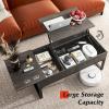 imageWLIVE Lift Top Coffee Table with Hidden Compartment Cocktail Table Rising Center for Living Room Side Drawer and Metal Frame Charcoal Black