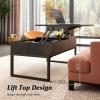 imageWLIVE Lift Top Coffee Table with Hidden Compartment Cocktail Table Rising Center for Living Room Side Drawer and Metal Frame Charcoal Black
