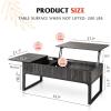 imageWLIVE Lift Top Coffee Table with Hidden Compartment Cocktail Table Rising Center for Living Room Side Drawer and Metal Frame Charcoal Black