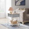 imageWLIVE Nightstand End Table with Fabric Storage Drawer and Open Wood Shelf Bedside Furniture with Steel Frame Side Table for Bedroom Dorm Easy Assembly Light Grey 2503quot Height