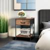 imageWLIVE Nightstand Small Dresser for Bedroom Side Table End Table with Fabric Storage Drawer and Open Wood Shelf Bedside Table Furniture Closet Dresser Dorm Rustic Brown Wood Grain Print