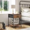 imageWLIVE Nightstand Small Dresser for Bedroom Side Table End Table with Fabric Storage Drawer and Open Wood Shelf Bedside Table Furniture Closet Dresser Dorm Rustic Brown Wood Grain Print