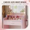 imageWLIVE Small Vanity Desk Set with Mirror ampamp 3 Color Lighting Modes 238 Makeup Table with Shelves and Storage Drawers for Bedroom Compact Dressing Table and Storage Chair Set for Tiny Space PinkPink