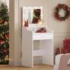 imageWLIVE Small Vanity Desk Set with Mirror ampamp 3 Color Lighting Modes 238 Makeup Table with Shelves and Storage Drawers for Bedroom Compact Dressing Table and Storage Chair Set for Tiny Space PinkWhite