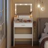 imageWLIVE Small Vanity Desk Set with Mirror ampamp 3 Color Lighting Modes 238 Makeup Table with Shelves and Storage Drawers for Bedroom Compact Dressing Table and Storage Chair Set for Tiny Space PinkWhite