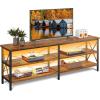 imageWLIVE TV Stand up to 70 Inch TV 63quot Entertainment Center TV Media Console with 3Tier Storage Shelves for Living Room and Bedroom BlackRustic Brown