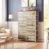 imageWLIVE Tall Dresser for Bedroom with 13 Drawers Storage Dresser Organizer Unit Fabric Dresser for Bedroom Closet Chest of Drawers with Fabric Bins Steel Frame Wood Top Greige Oak