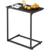 imageWLIVE CShaped End Table Small Side Tables for Sofa Wide Couch Table That Slide Under Laptop Snack Table for Living Room Bedroom Home Office Retro BrownBlack