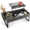 imageWLIVE Lift Top Coffee Table with Hidden Compartment Cocktail Table Rising Center for Living Room Side Drawer and Metal Frame Charcoal Black