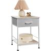 imageWLIVE Nightstand End Table with Fabric Storage Drawer and Open Wood Shelf Bedside Furniture with Steel Frame Side Table for Bedroom Dorm Easy Assembly Light Grey 2503quot Height