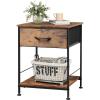 imageWLIVE Nightstand Small Dresser for Bedroom Side Table End Table with Fabric Storage Drawer and Open Wood Shelf Bedside Table Furniture Closet Dresser Dorm Rustic Brown Wood Grain Print