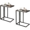 imageWLIVE Side Table Set of 2 C Shaped End Table for Couch Sofa and Bed Large Desktop C Table for Living Room Bedroom Gray and Black