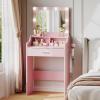 imageWLIVE Small Vanity Desk Set with Mirror ampamp 3 Color Lighting Modes 238 Makeup Table with Shelves and Storage Drawers for Bedroom Compact Dressing Table and Storage Chair Set for Tiny Space PinkPink
