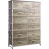imageWLIVE Tall Dresser for Bedroom with 13 Drawers Storage Dresser Organizer Unit Fabric Dresser for Bedroom Closet Chest of Drawers with Fabric Bins Steel Frame Wood Top Greige Oak