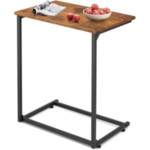 imageWLIVE CShaped End Table Small Side Tables for Sofa Wide Couch Table That Slide Under Laptop Snack Table for Living Room Bedroom Home Office Retro BrownRustic Brown