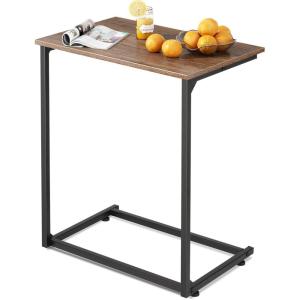 imageWLIVE CShaped End Table Small Side Tables for Sofa Wide Couch Table That Slide Under Laptop Snack Table for Living Room Bedroom Home Office Retro BrownLight Brown