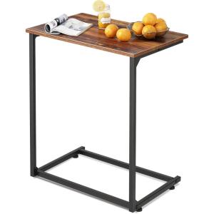 imageWLIVE CShaped End Table Small Side Tables for Sofa Wide Couch Table That Slide Under Laptop Snack Table for Living Room Bedroom Home Office Retro BrownRetro Brown