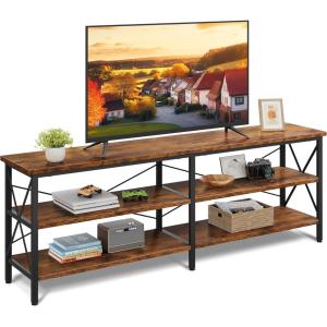 imageWLIVE TV Stand up to 70 Inch TV 63quot Entertainment Center TV Media Console with 3Tier Storage Shelves for Living Room and Bedroom BlackRustic Brown