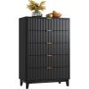 imageWLIVE 4 Drawer Dresser for Bedroom Black Tall Dresser Modern Wood Dressers with Sturdy Metal Handle Small Chest of Drawers for Living Room HallwayBlack