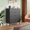imageWLIVE 4 Drawer Dresser for Bedroom Black Tall Dresser Modern Wood Dressers with Sturdy Metal Handle Small Chest of Drawers for Living Room HallwayBlack