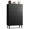 imageWLIVE 4 Drawer Dresser for Bedroom Black Tall Dresser Modern Wood Dressers with Sturdy Metal Handle Small Chest of Drawers for Living Room HallwayBlack