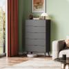 imageWLIVE 4 Drawer Dresser for Bedroom Black Tall Dresser Modern Wood Dressers with Sturdy Metal Handle Small Chest of Drawers for Living Room HallwayBlack