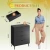 imageWLIVE 4 Drawer Dresser for Bedroom Black Tall Dresser Modern Wood Dressers with Sturdy Metal Handle Small Chest of Drawers for Living Room HallwayBlack