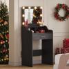 imageWLIVE Small Vanity Desk Set with Mirror ampamp 3 Color Lighting Modes 238 Makeup Table with Shelves and Storage Drawers for Bedroom Compact Dressing Table and Storage Chair Set for Tiny Space BlackBlack