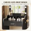 imageWLIVE Small Vanity Desk Set with Mirror ampamp 3 Color Lighting Modes 238 Makeup Table with Shelves and Storage Drawers for Bedroom Compact Dressing Table and Storage Chair Set for Tiny Space BlackBlack