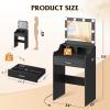 imageWLIVE Small Vanity Desk Set with Mirror ampamp 3 Color Lighting Modes 238 Makeup Table with Shelves and Storage Drawers for Bedroom Compact Dressing Table and Storage Chair Set for Tiny Space BlackBlack