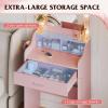 imageWLIVE Small Vanity Desk Set with Mirror ampamp 3 Color Lighting Modes 238 Makeup Table with Shelves and Storage Drawers for Bedroom Compact Dressing Table and Storage Chair Set for Tiny Space BlackPink