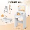 imageWLIVE Small Vanity Desk Set with Mirror ampamp 3 Color Lighting Modes 238 Makeup Table with Shelves and Storage Drawers for Bedroom Compact Dressing Table and Storage Chair Set for Tiny Space BlackWhite