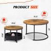 imageWLIVE Round Coffee Table Set of 2 315quot Nesting Coffee Table with Storage Industrial Minimalist Center Table with Metal Frame Easy Assembly for Living Room Apartment Charcoal BlackRustic Brown