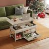 imageWLIVE Lift Top Coffee Table with Storage 409quot Coffee Table with Lifting Top ampamp Sliding Cover Wood Modern Center Table with 2 Hidden Compartment for Living Room Retro BrownGrey