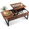 imageWLIVE Lift Top Coffee Table with Storage 409quot Coffee Table with Lifting Top ampamp Sliding Cover Wood Modern Center Table with 2 Hidden Compartment for Living Room Retro BrownBlack
