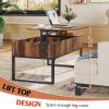 imageWLIVE Lift Top Coffee Table with Storage 409quot Coffee Table with Lifting Top ampamp Sliding Cover Wood Modern Center Table with 2 Hidden Compartment for Living Room Retro BrownBlack