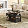 imageWLIVE Lift Top Coffee Table with Storage 409quot Coffee Table with Lifting Top ampamp Sliding Cover Wood Modern Center Table with 2 Hidden Compartment for Living Room Retro BrownBlack