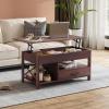 imageWLIVE Lift Top Coffee Table with Storage 409quot Coffee Table with Lifting Top ampamp Sliding Cover Wood Modern Center Table with 2 Hidden Compartment for Living Room Retro BrownEspresso