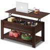 imageWLIVE Coffee Table 39quot Lift Top Coffee Table with Hidden Compartment Storage Shelf and Lifting Top for Home Living Room Office and Reception Room BrownRedbrown