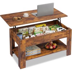 imageWLIVE Coffee Table 39quot Lift Top Coffee Table with Hidden Compartment Storage Shelf and Lifting Top for Home Living Room Office and Reception Room BrownBrown