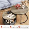 imageWLIVE Round Coffee Table Set of 2 315quot Nesting Coffee Table with Storage Industrial Minimalist Center Table with Metal Frame Easy Assembly for Living Room Apartment GreyGreige