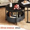 imageWLIVE Round Coffee Table Set of 2 315quot Nesting Coffee Table with Storage Industrial Minimalist Center Table with Metal Frame Easy Assembly for Living Room Apartment GreyCharcoal Black
