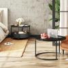 imageWLIVE Round Coffee Table Set of 2 315quot Nesting Coffee Table with Storage Industrial Minimalist Center Table with Metal Frame Easy Assembly for Living Room Apartment GreyCharcoal Black