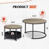 imageWLIVE Round Coffee Table Set of 2 315quot Nesting Coffee Table with Storage Industrial Minimalist Center Table with Metal Frame Easy Assembly for Living Room Apartment GreyGreige