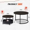 imageWLIVE Round Coffee Table Set of 2 315quot Nesting Coffee Table with Storage Industrial Minimalist Center Table with Metal Frame Easy Assembly for Living Room Apartment GreyCharcoal Black