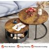 imageWLIVE Round Coffee Table Set of 2 315quot Nesting Coffee Table with Storage Industrial Minimalist Center Table with Metal Frame Easy Assembly for Living Room Apartment GreyRustic Brown