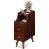 imageWLIVE Narrow Nightstand with 2 Drawers MidCentury Modern End Table with Storage Cabinet Small Wooden Side Table for Living Room Bedroom Study ToiletWhiteAntique Cherry