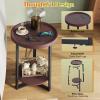 imageWLIVE Round End Table 2 Tier Side Table with Charging Station Round Nightstand with Storage Shelf Small Spaces Living RoomBedroom Wood Tabletop ampamp Metal Frame BlackBrown